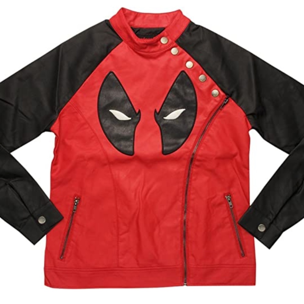 Mighty Fine Juniors Deadpool Side Zip Moto Jacket